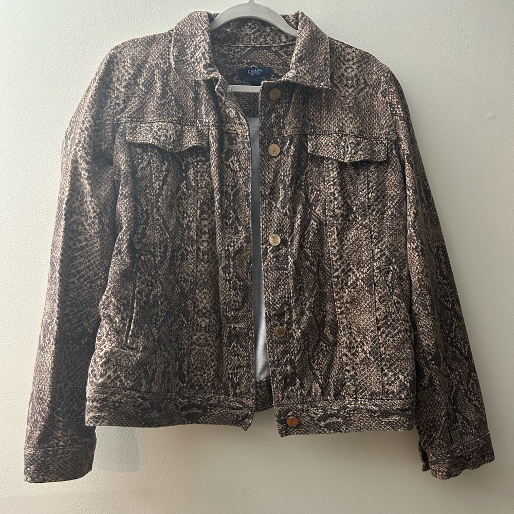Chaps Snake Skin Jean Jacket, Size Large